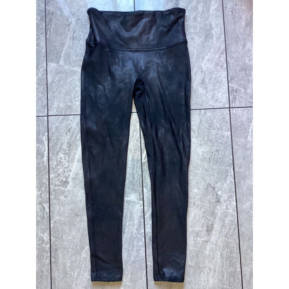 Spanx Faux Leather Leggings Black High Rise Petite Large L/G 2238